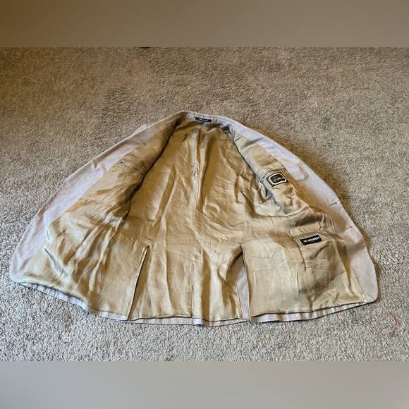 Vintage Yves Saint Laurent Men’s Button Front Tweed Suit Blazer Jacket Sz 42 Tan - Picture 3 of 15